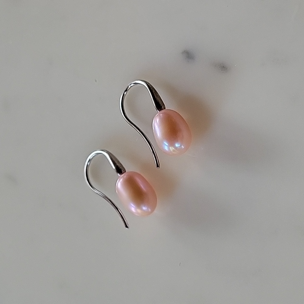 Cultured Pearl and Sterling Earrings